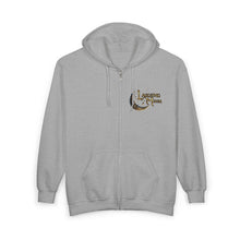 Load image into Gallery viewer, Unisex Laughing Moon Logo Full Zip Hooded Sweatshirt